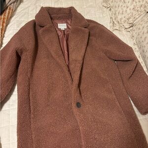 Women's Teddy Coat in Pink/Brown